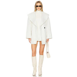 WeWoreWhat Shawl Collar Wool Coat Ivory size XXS NWT $188 msrp